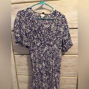 A New Day Women’s Navy Floral Short-Sleeve V-Neck Dress